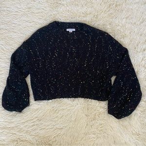 Black Cropped Speckled Sweater